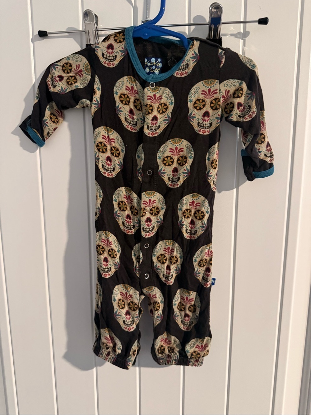 Kickee Pants Bamboo Sugar Skull Footless Romper 0-3 Months Halloween